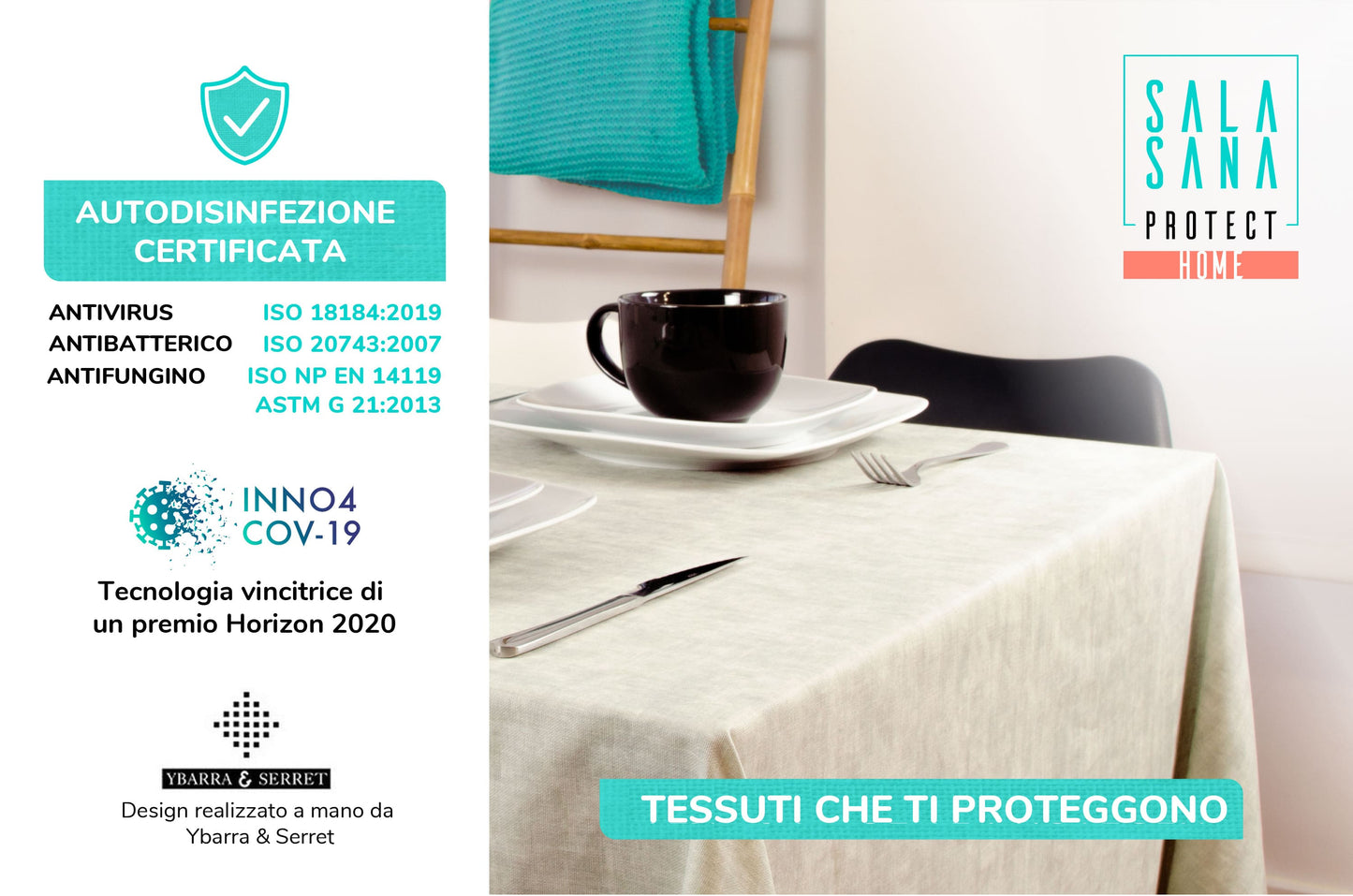<transcy>Wipeable Tablecloth | Antivirus + Antibacterial + Antifungal | 100% cotton</transcy>