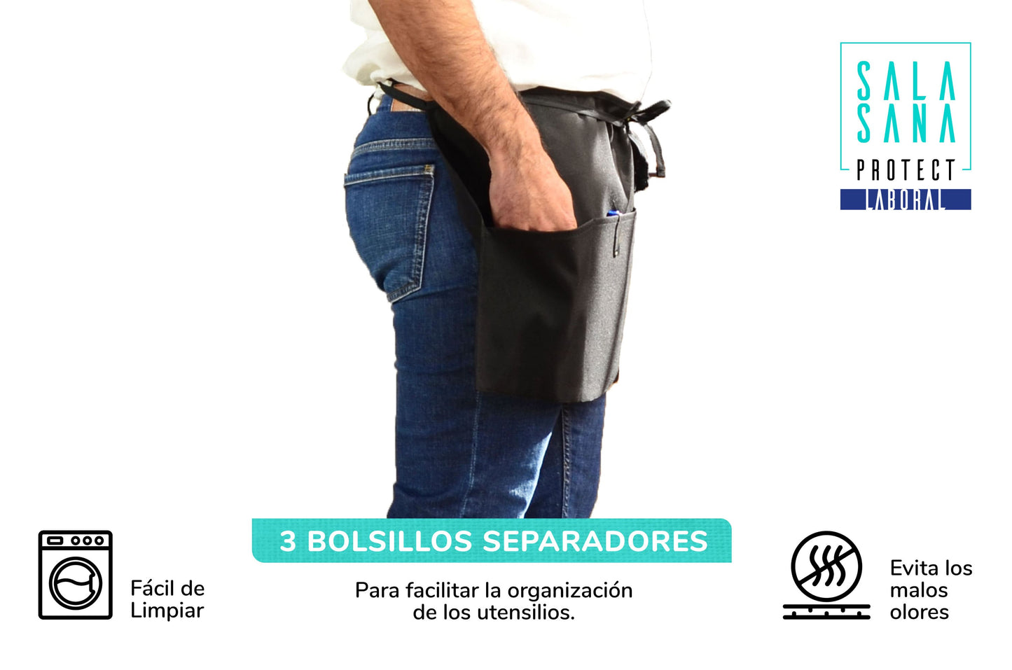 Mandil Camarero Unisex | Delantal Impermeable con bolsillos | ANTIVIRAL