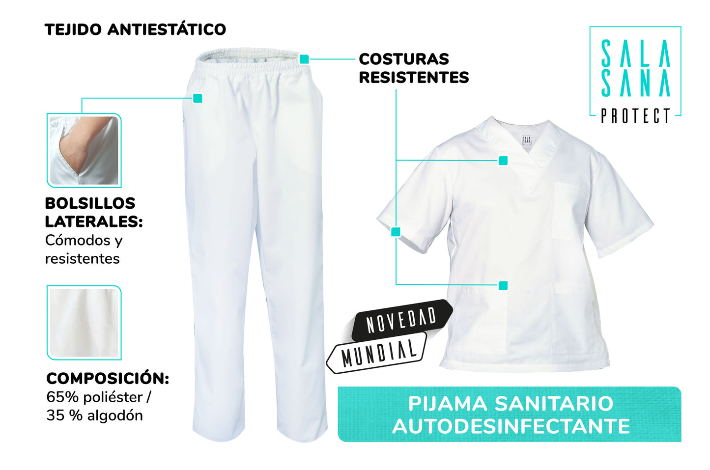 Pijama Sanitario Unisex AUTODESINFECTANTE | Casaca + Pantalón